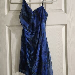 PrettyLittleThing Asymmetrical Dress in Deep Blue